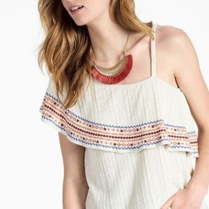 Lucky Brand Off-White Embroidered Blouse